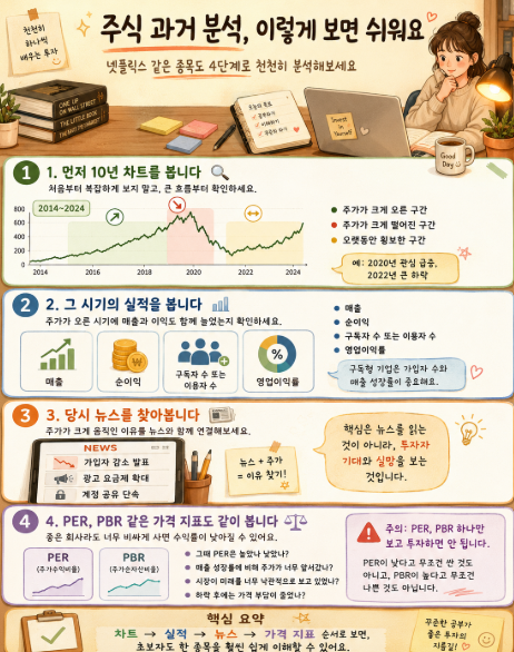 주식 과거 분석법 4단계 설명한 이미지