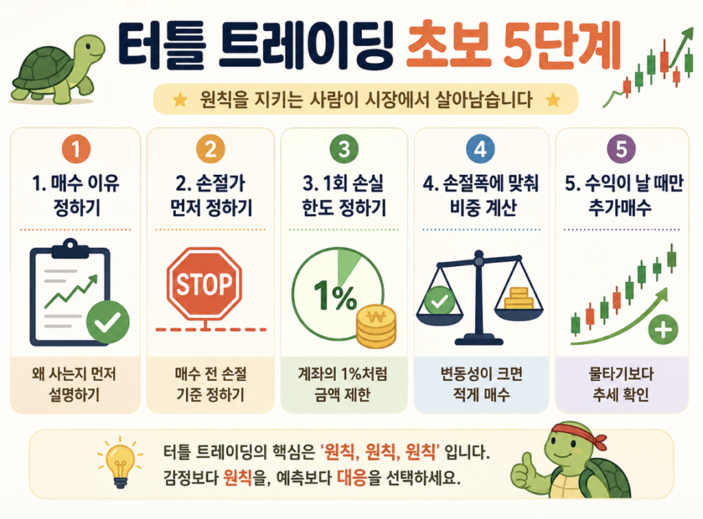 터틀 트레이딩 초보 5단계 인포그래픽